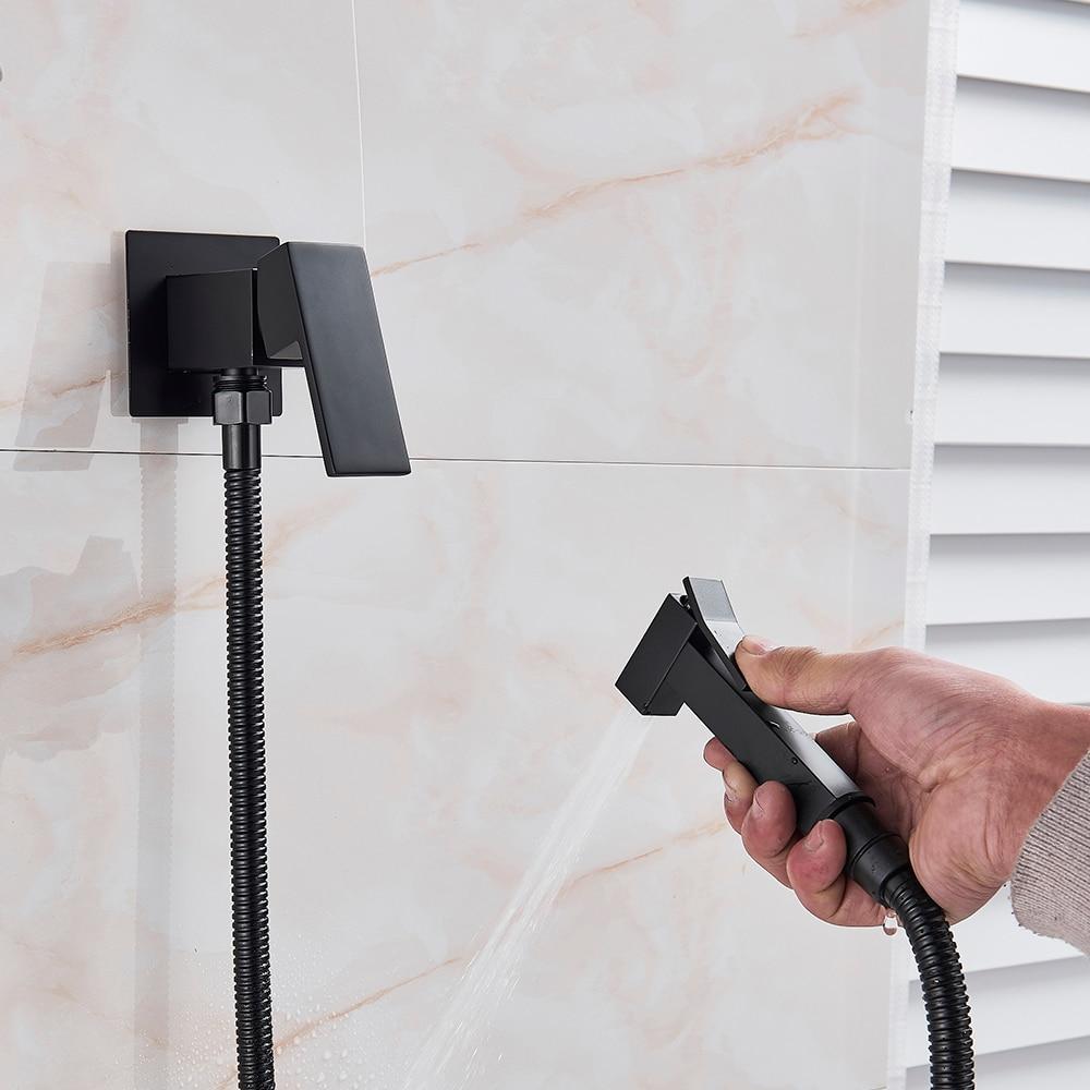 Kit de douchette pour bidet en laiton massif avec tête de pulvérisation carrée et robinet, nettoyage à main