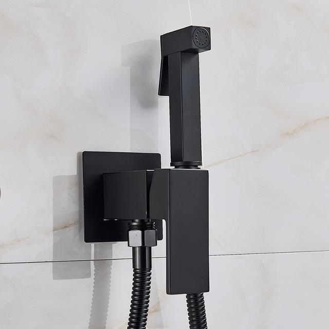 Kit de douchette pour bidet en laiton massif avec tête de pulvérisation carrée et robinet, nettoyage à main