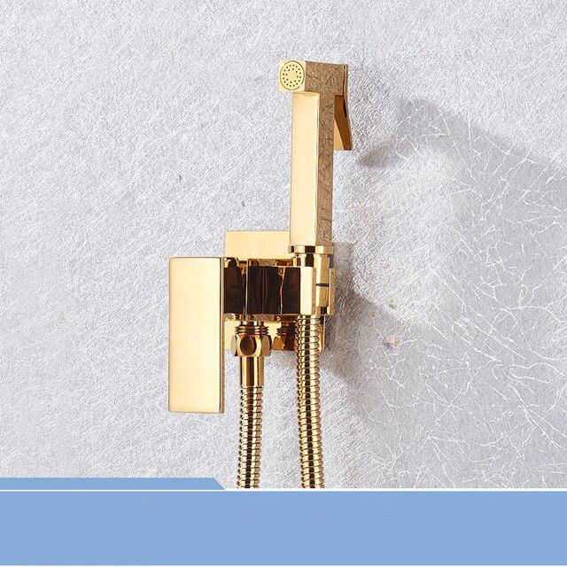 Kit de douchette pour bidet en laiton massif avec tête de pulvérisation carrée et robinet, nettoyage à main