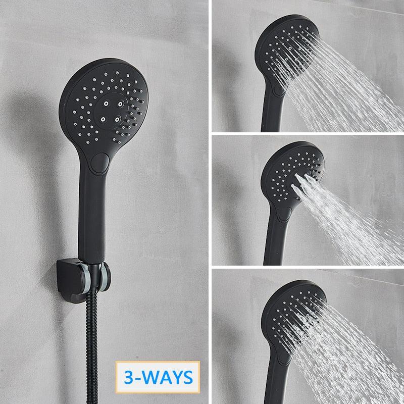 Robinet de douche pour baignoire carré chromé sur pied avec mitigeur à effet cascade