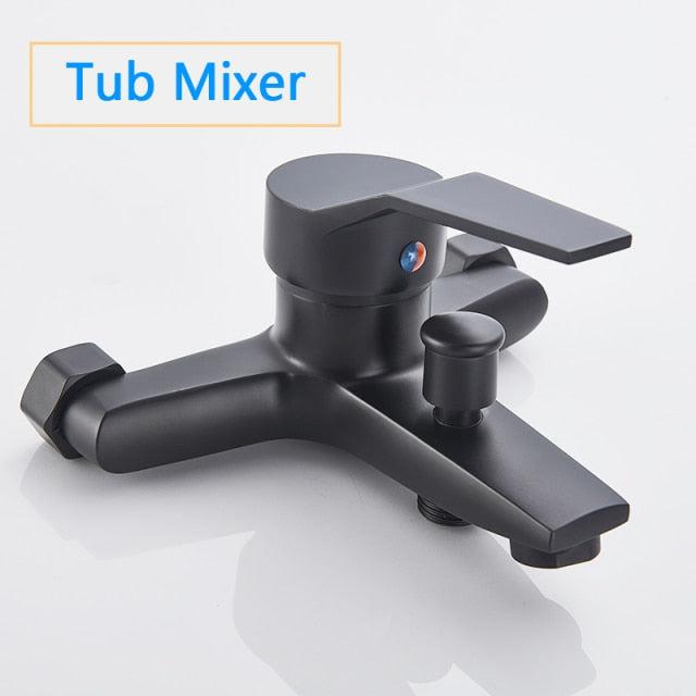Robinet de douche pour baignoire carré chromé sur pied avec mitigeur à effet cascade