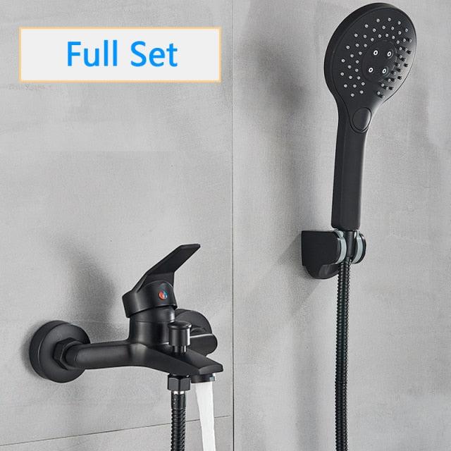 Robinet de douche pour baignoire carré chromé sur pied avec mitigeur à effet cascade
