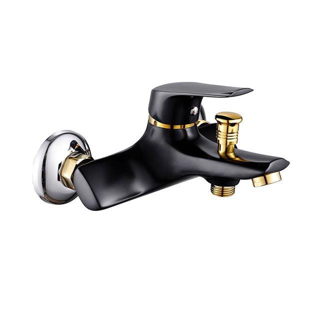 Robinet de douche pour baignoire carré chromé sur pied avec mitigeur à effet cascade