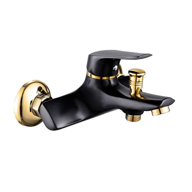 Robinet de douche pour baignoire carré chromé sur pied avec mitigeur à effet cascade
