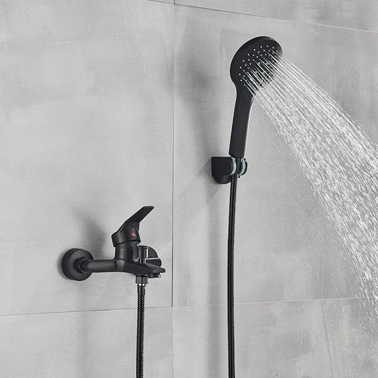 Robinet de douche pour baignoire carré chromé sur pied avec mitigeur à effet cascade