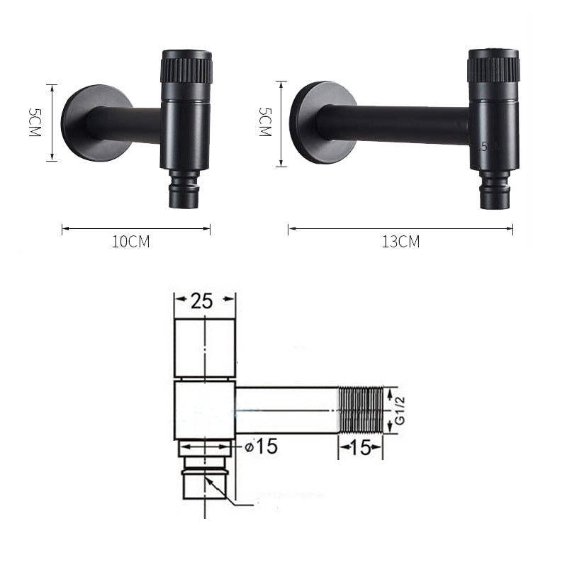 Robinet noir en acier inoxydable pour extérieur, jardin, cuisine ou évier de salle de bains