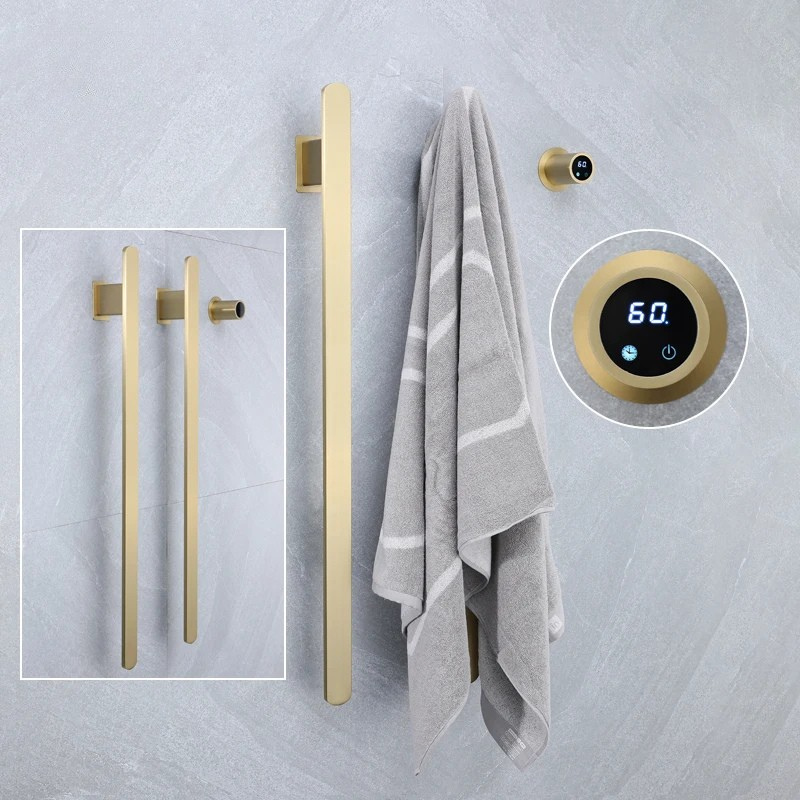 Sèche-serviettes doré mural en acier inoxydable, chauffant, pour salle de bains, 220V