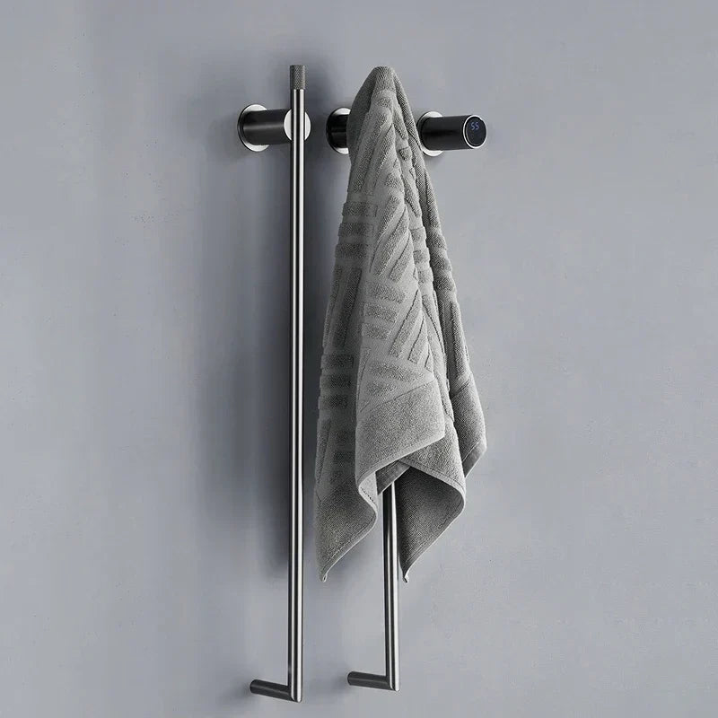 Porte-serviettes chauffant de salle de bains en acier inoxydable avec minuterie intelligente