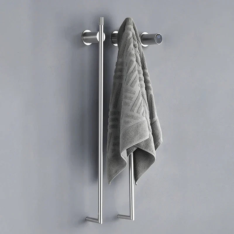 Porte-serviettes chauffant de salle de bains en acier inoxydable avec minuterie intelligente