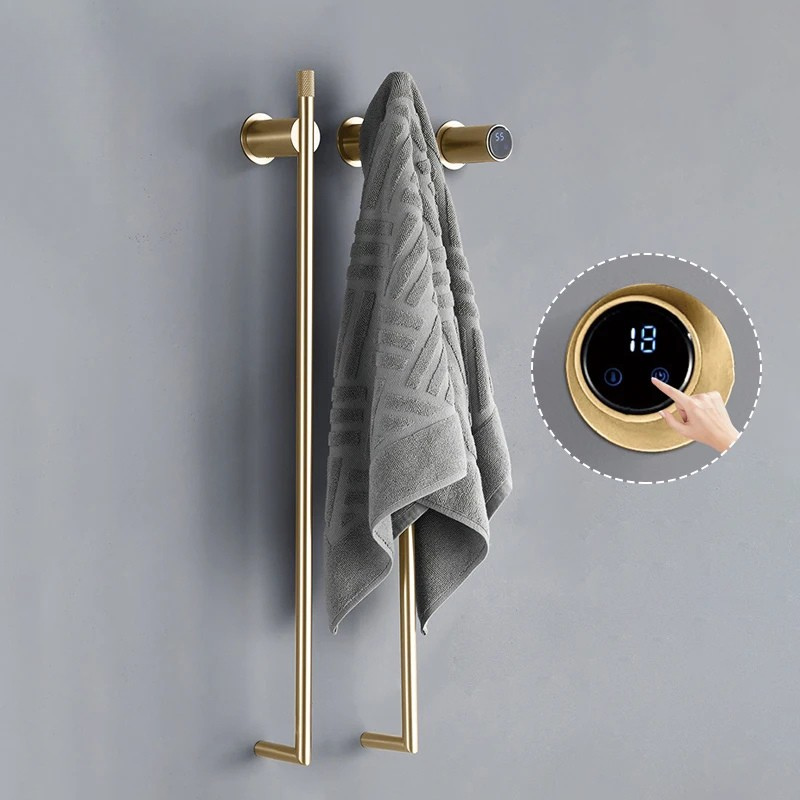 Porte-serviettes chauffant de salle de bains en acier inoxydable avec minuterie intelligente