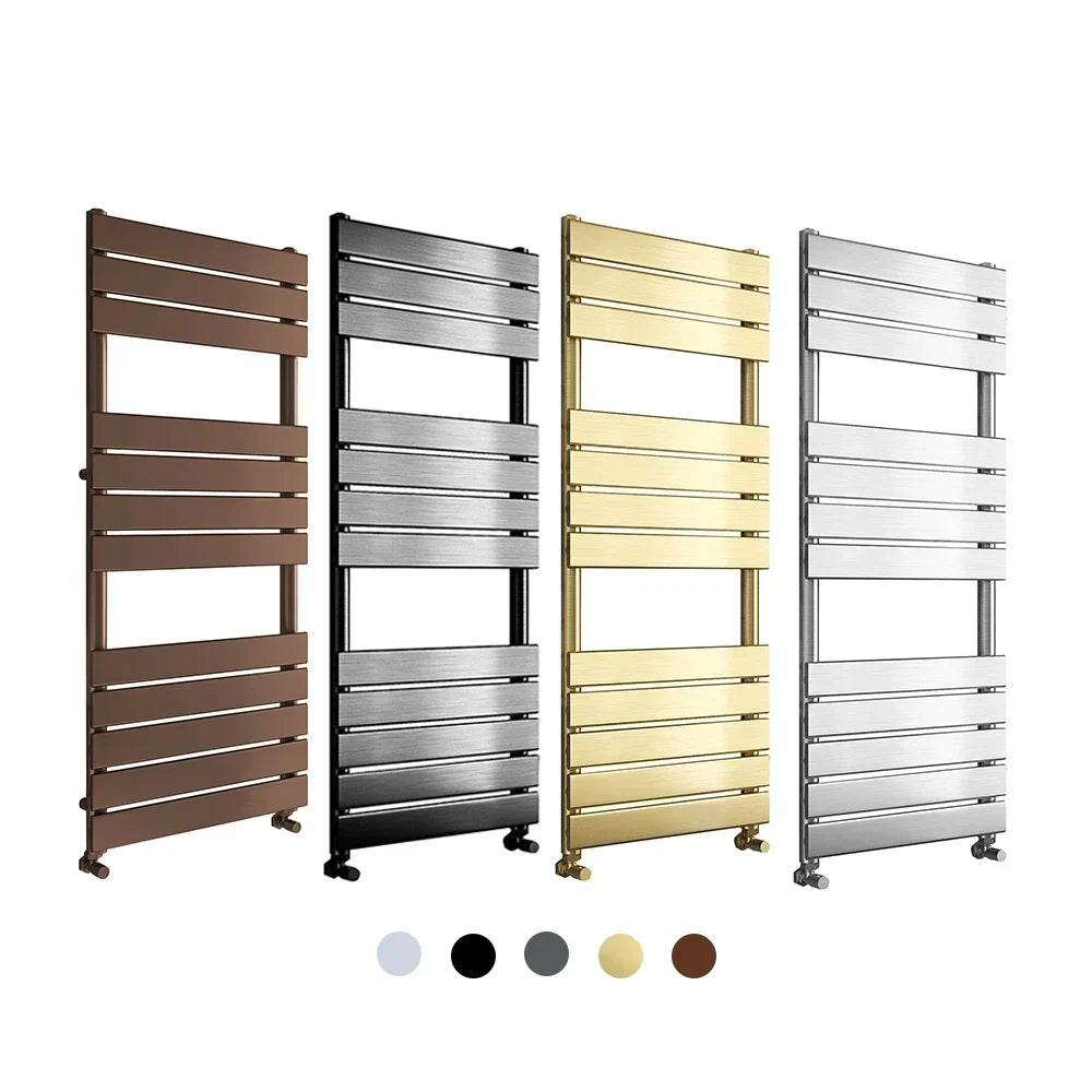Porte-serviettes chauffant Sun D2 en acier brossé pour salle de bains moderne haut de gamme