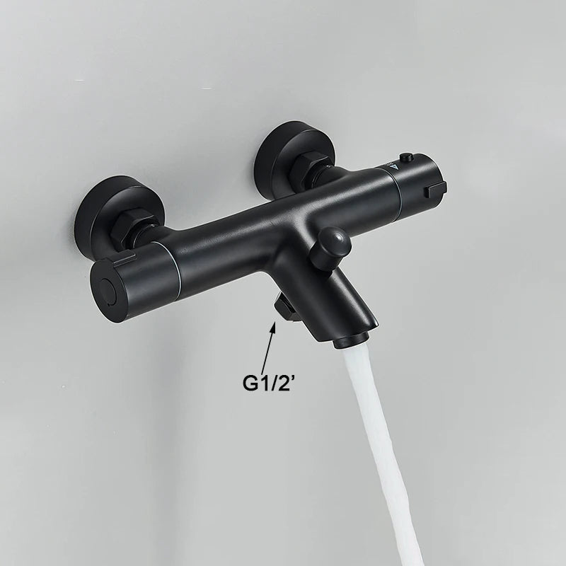 Robinet thermostatique de douche avec vanne mitigeuse de baignoire et poignée