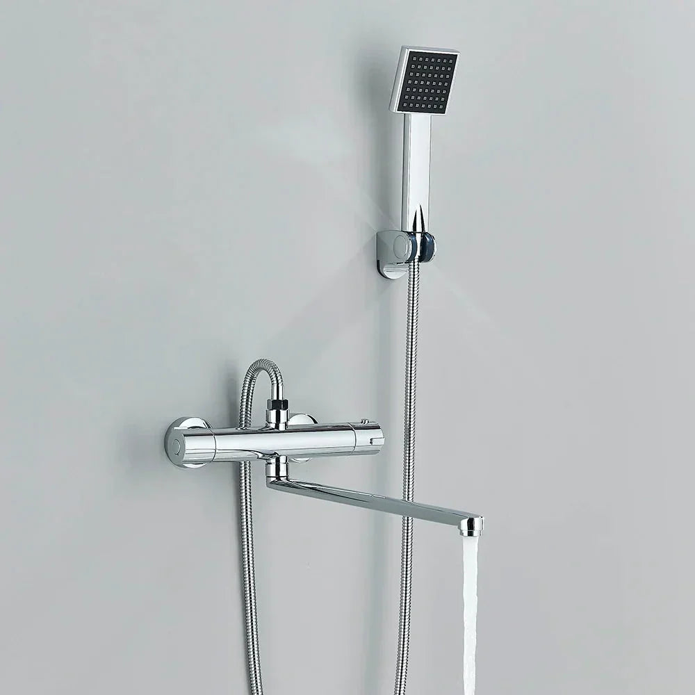 Robinet thermostatique de douche avec vanne mitigeuse de baignoire et poignée