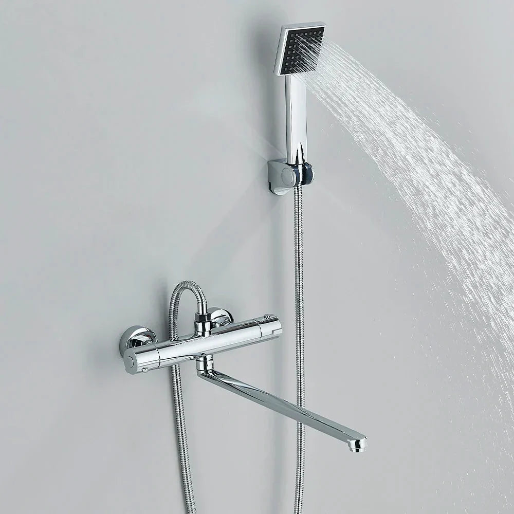 Robinet thermostatique de douche avec vanne mitigeuse de baignoire et poignée