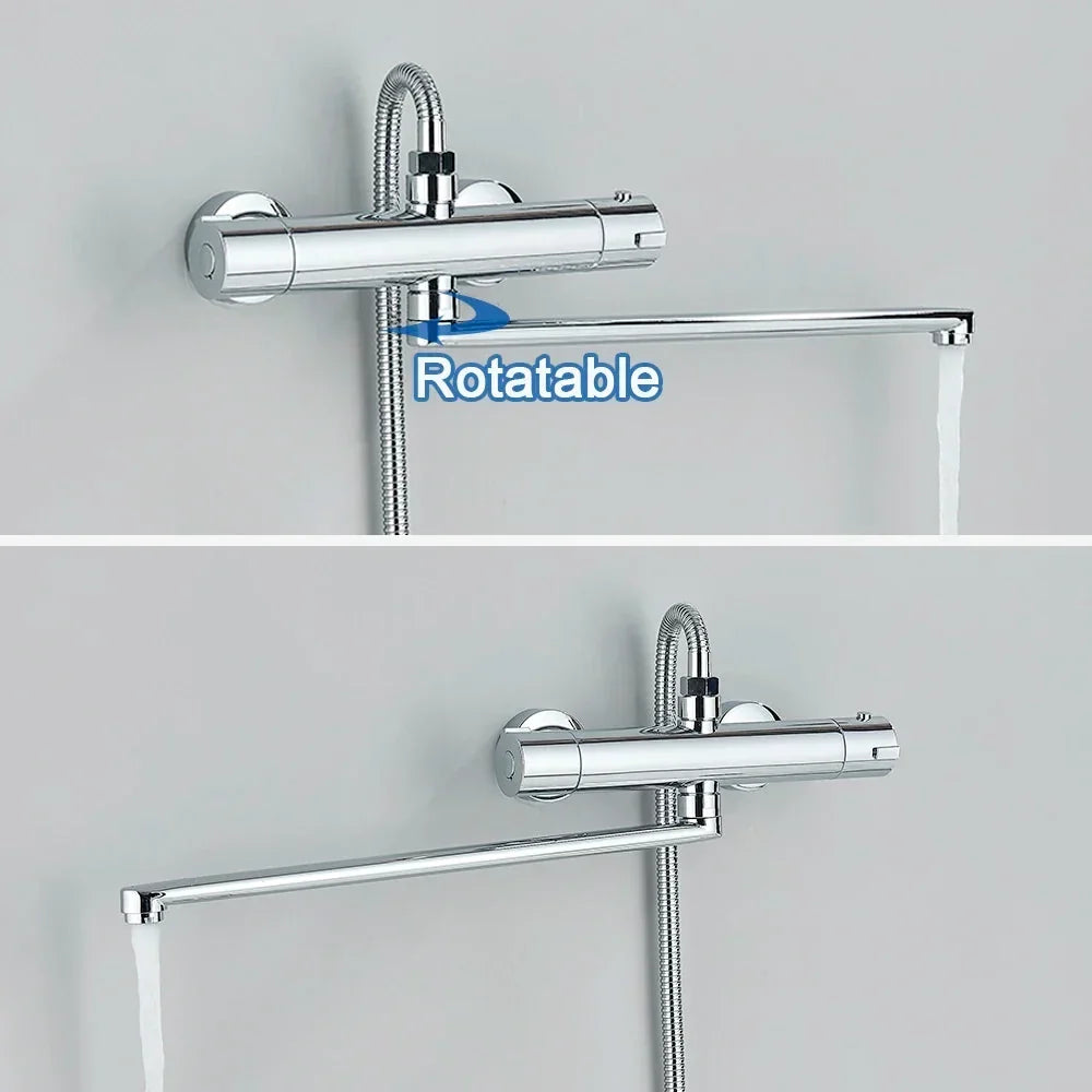 Robinet thermostatique de douche avec vanne mitigeuse de baignoire et poignée