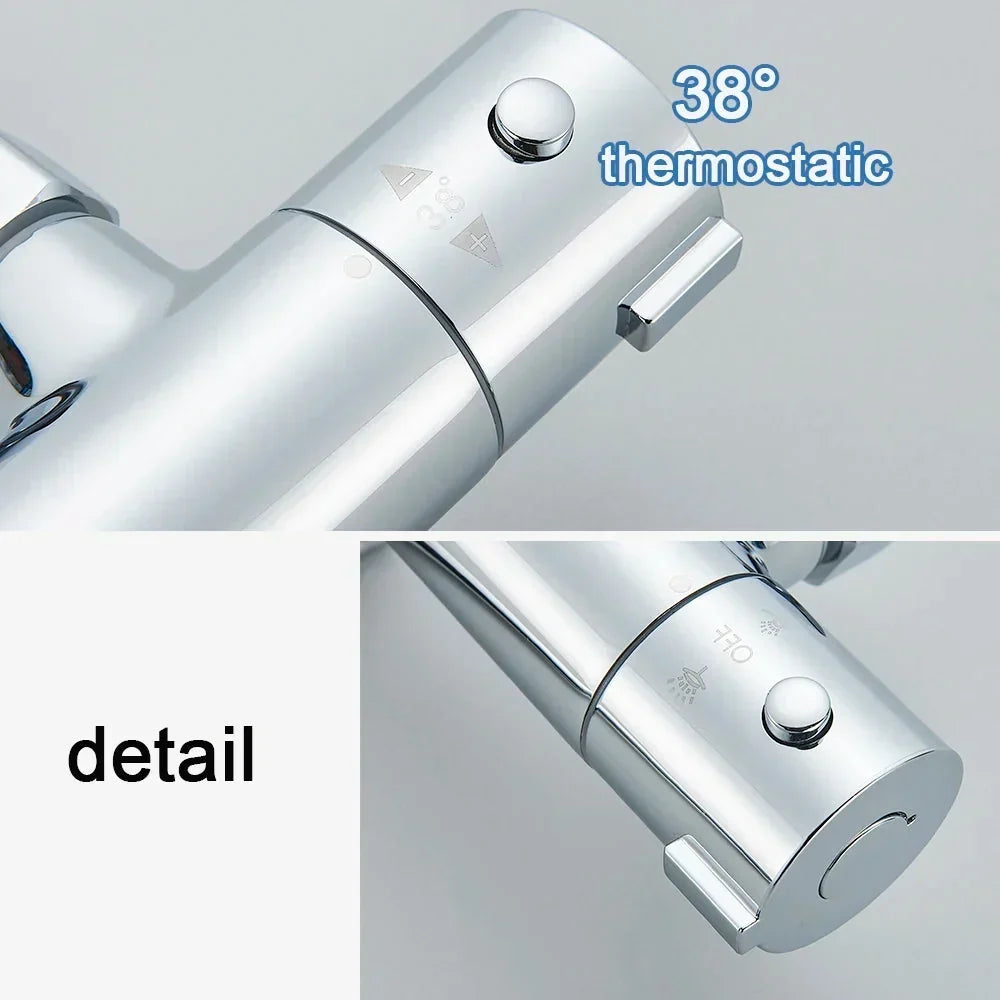 Robinet thermostatique de douche avec vanne mitigeuse de baignoire et poignée