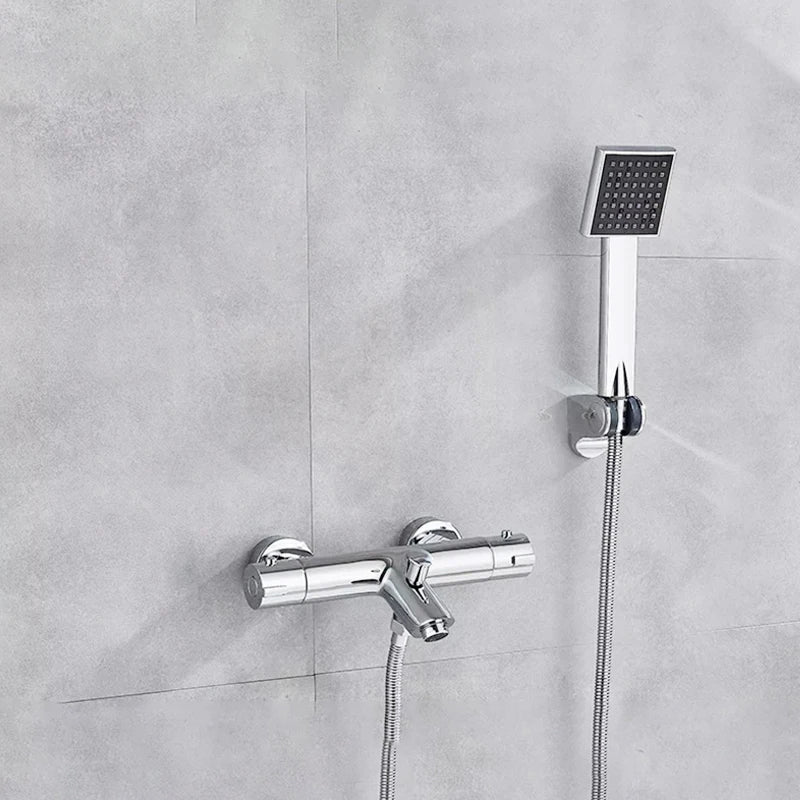 Robinet thermostatique de douche avec vanne mitigeuse de baignoire et poignée