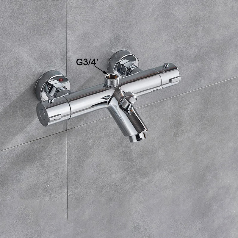 Robinet thermostatique de douche avec vanne mitigeuse de baignoire et poignée
