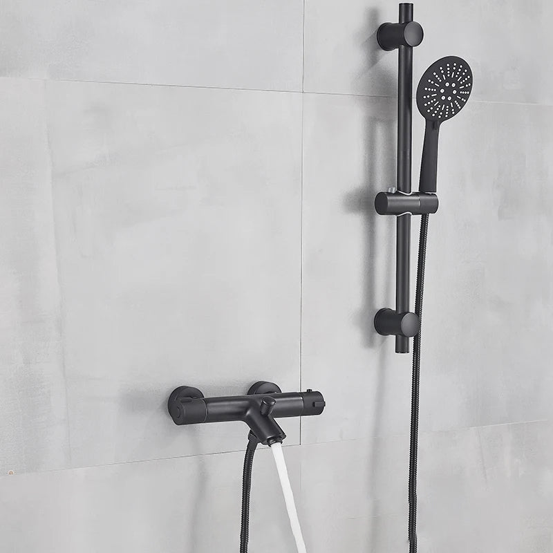Robinet thermostatique de douche avec vanne mitigeuse de baignoire et poignée