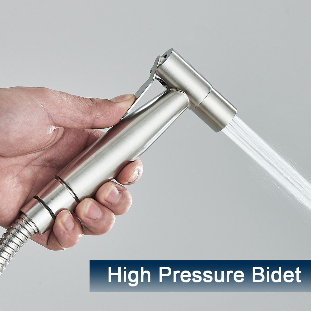 Douchette de bidet pour toilettes en acier inoxydable, robinet à main, mise à niveau de la salle de bains