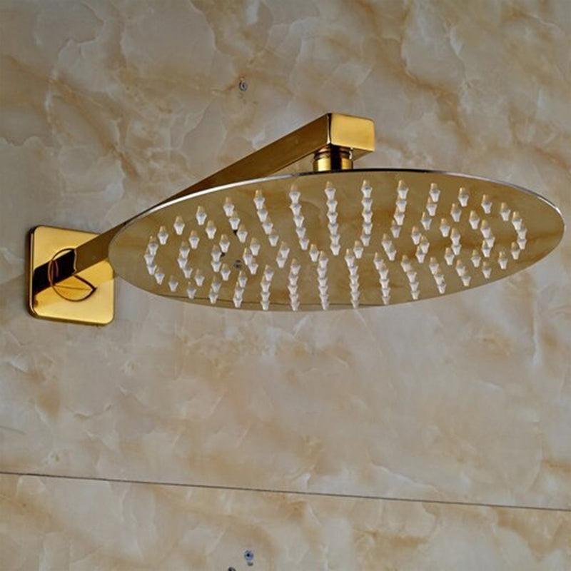 Pommeau de douche pluie ultrafin doré avec bras mural