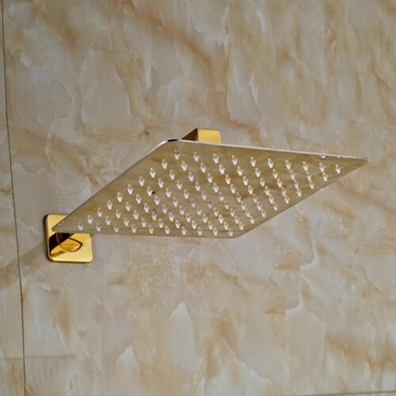 Pommeau de douche pluie ultrafin doré avec bras mural