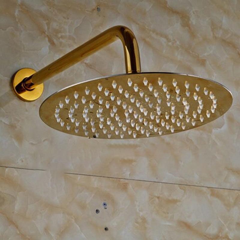 Pommeau de douche pluie ultrafin doré avec bras mural