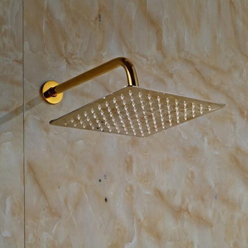 Pommeau de douche pluie ultrafin doré avec bras mural