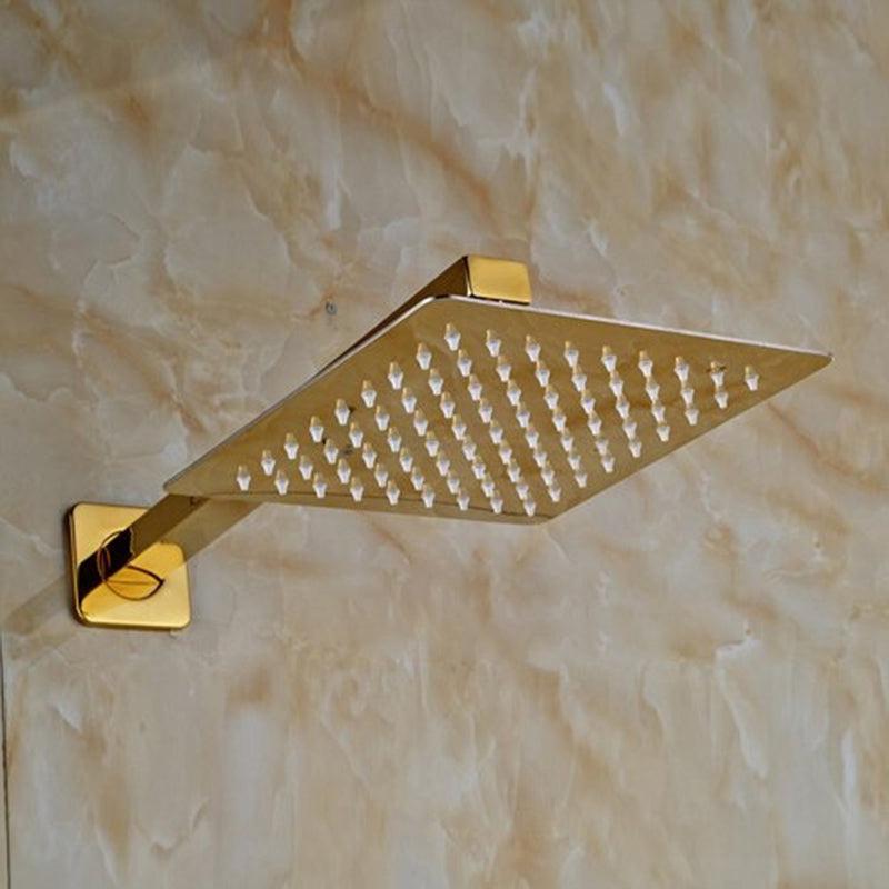 Pommeau de douche pluie ultrafin doré avec bras mural