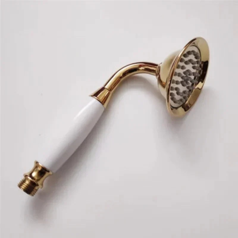 Pommeau de douche à main rond vintage en laiton et porcelaine, avec une seule douchette