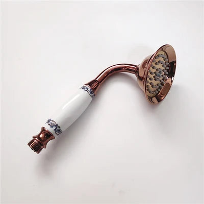 Pommeau de douche à main rond vintage en laiton et porcelaine, avec une seule douchette