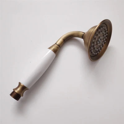 Pommeau de douche à main rond vintage en laiton et porcelaine, avec une seule douchette