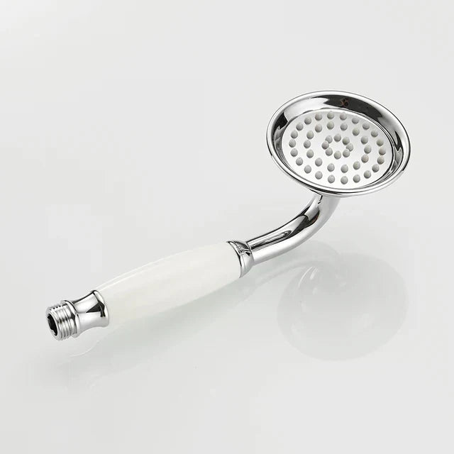 Pommeau de douche à main rond vintage en laiton et porcelaine, avec une seule douchette