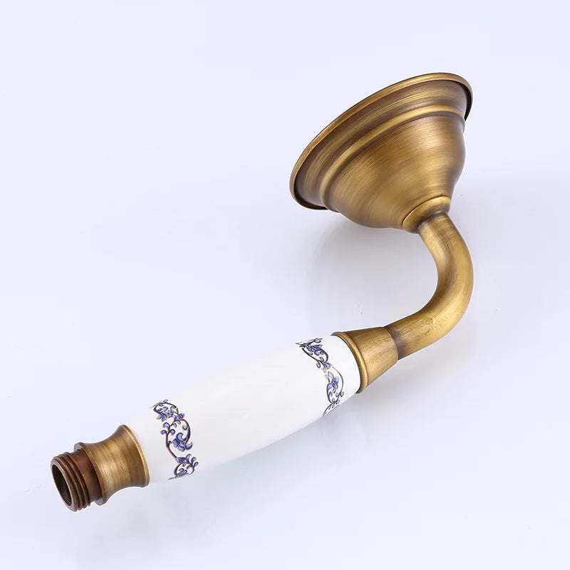Pommeau de douche à main rond vintage en laiton et porcelaine, avec une seule douchette