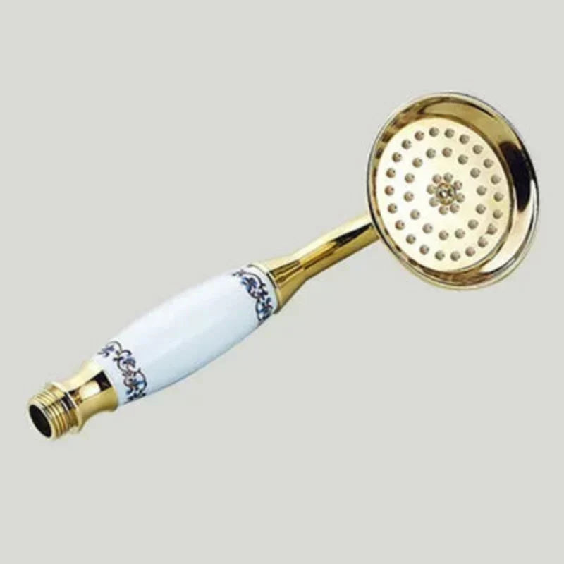 Pommeau de douche à main rond vintage en laiton et porcelaine, avec une seule douchette