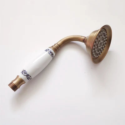 Pommeau de douche à main rond vintage en laiton et porcelaine, avec une seule douchette