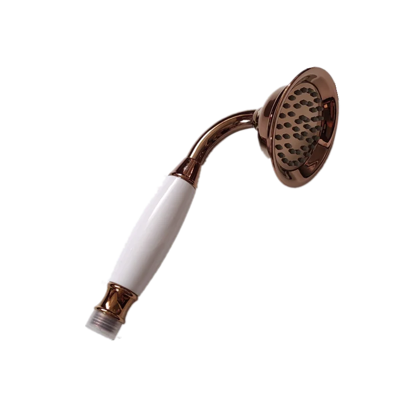 Pommeau de douche à main rond vintage en laiton et porcelaine, avec une seule douchette