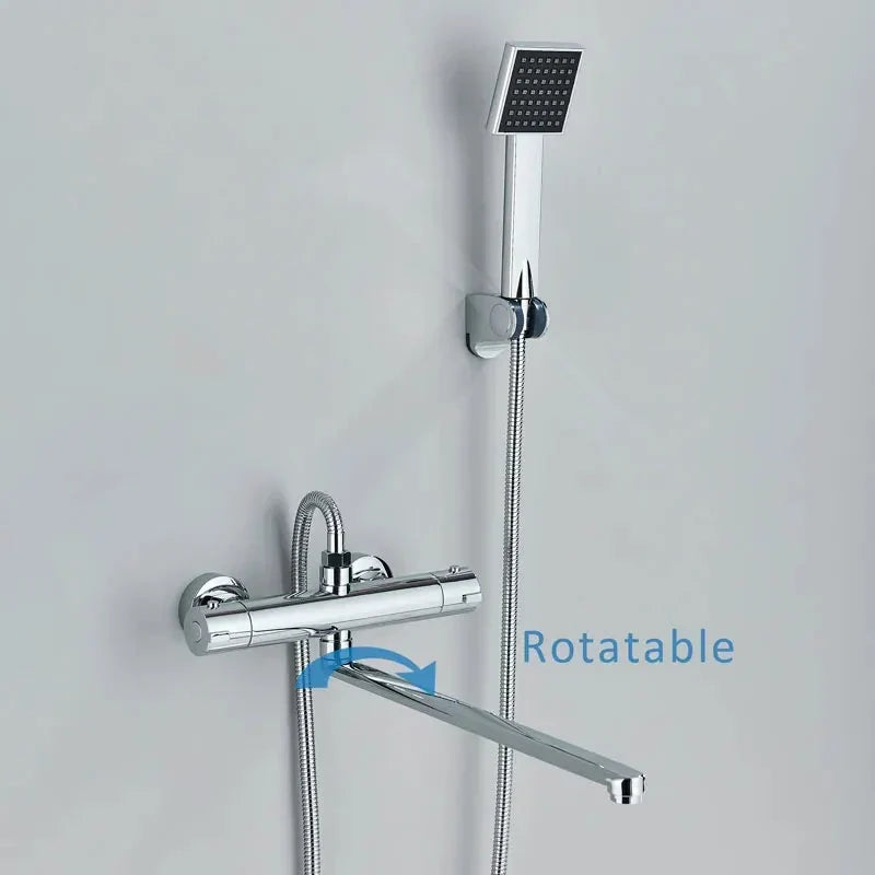 Robinet de baignoire mural moderne avec long bec et douchette