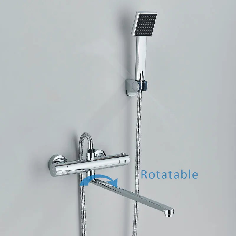 Robinet de baignoire mural moderne avec long bec et douchette