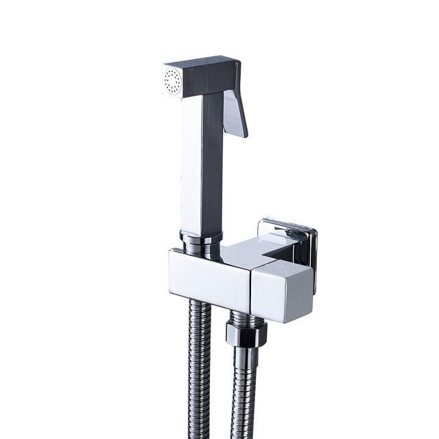 Ensemble durable de douchette pour bidet murale en laiton poli à poignée unique