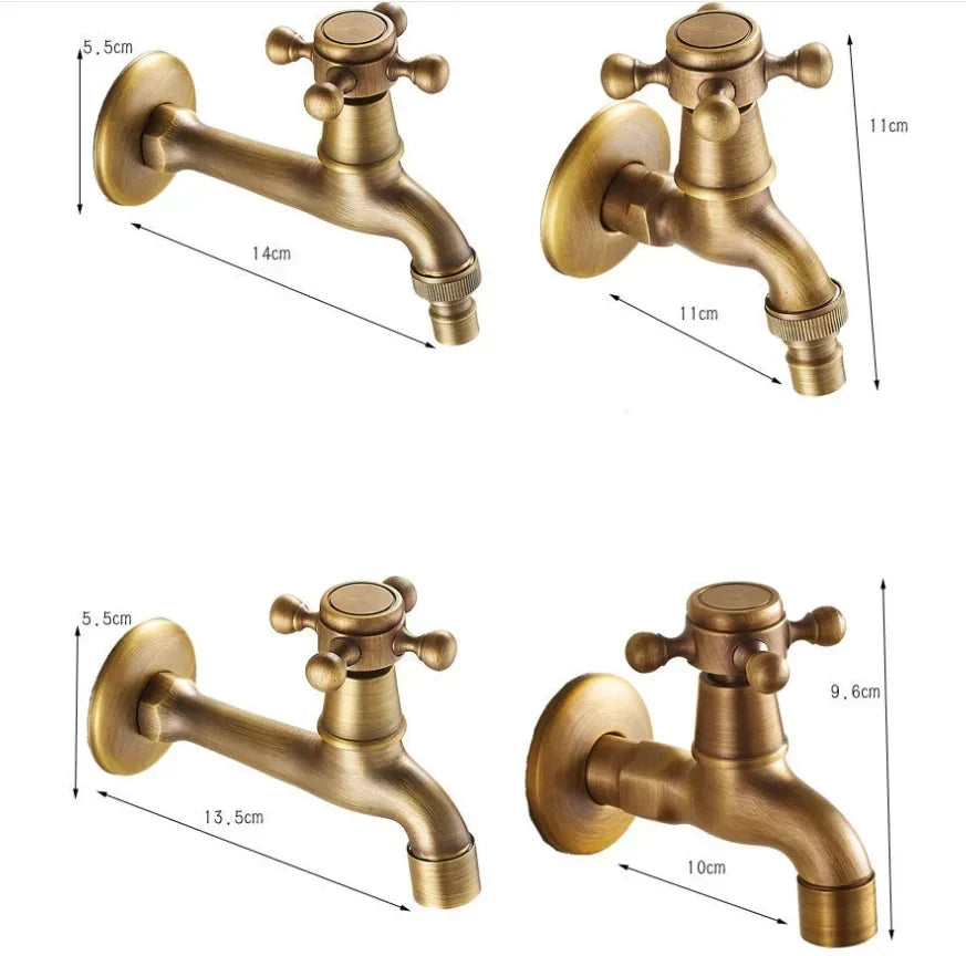 Robinet de lavabo vintage en laiton mural, extractible, avec trois modes