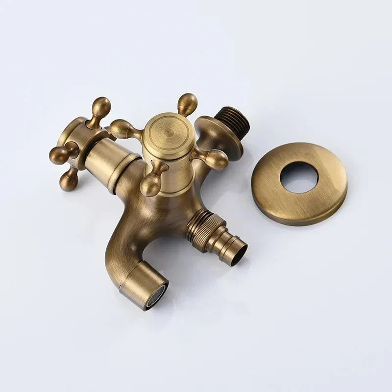 Robinet de lavabo vintage en laiton mural, extractible, avec trois modes