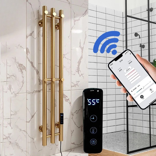 Porte-serviettes chauffant électrique mural en acier inoxydable pour salle de bains