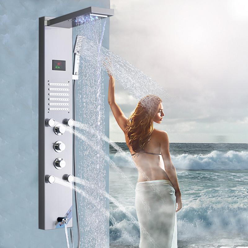 Panneau de douche à effet cascade Index Bath avec éclairage LED et jets de massage corporel